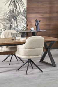 MASA EXTENSIBILA STIL BARON, 200/350 CM, NUC/NEGRU, DIN MDF, FURNIR NATURAL SI METAL, STIL MODERN - Img 3