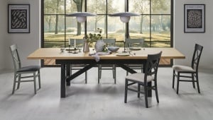 MASA EXTENSIBILA STIL FIESTA, 200/280 CM, STEJAR/NEGRU, DIN MDF, LEMN MASIV DE STEJAR SI LEMN MASIV DE FAG, STIL MODERN