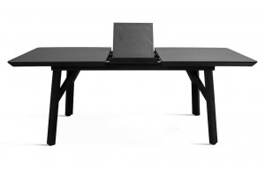 MASA EXTENSIBILA VICTUS, EFECT DE PIATRA NEAGRA/NEGRU, 160/220 CM, BLAT DIN MDF SI PICIOARE DIN METAL, STIL MODERN - Img 6