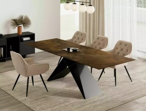 MASA EXTENSIBILA WESTIN OSSIDO, 160/240 CM, MARO/NEGRU MAT, DIN CERAMICA, STICLA SI METAL, STIL MODERN - Img 9
