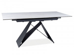 MASA EXTENSIBILA WESTIN SC, EFECT DE MARMURA ALBA/NEGRU, 120/160 CM, STICLA SECURIZATA, CERAMICA SI METAL, STIL MODERN - Img 7