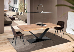 MASA LIVING 200CM, CULOARE NATUR/NEGRU, LEMN MASIV DE SALCAM, GINER Y COLOMER