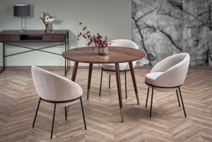 MASA LIVING DOMENICO, NUC/AURIU, 110 CM, BLAT DIN MDF SI PICIOARE DIN METAL, STIL CLASIC
