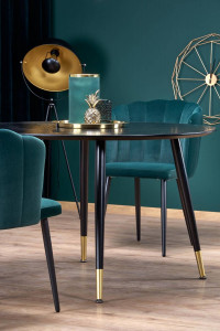 MASA LIVING EMBOS, NEGRU/AURIU, 120 CM, BLAT DIN MDF SI PICIOARE DIN METAL, STIL MODERN - Img 4