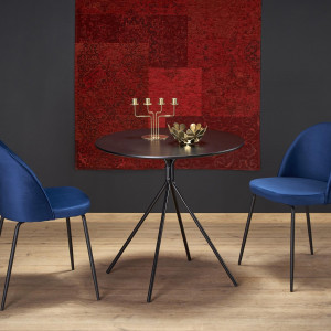 MASA LIVING FONDI, NEAGRA, 80 CM, BLAT DIN MDF LACUIT SI PICIOARE DIN METAL, STIL MODERN