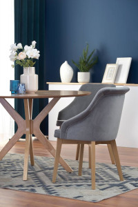 MASA LIVING NICOLAS, STEJAR NATURAL, 120 CM, BLAT DIN MDF SI PICIOARE DIN LEMN MASIV, STIL MODERN - Img 2