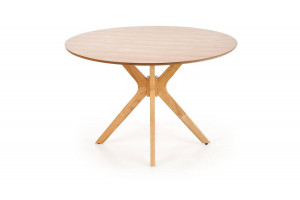 MASA LIVING NICOLAS, STEJAR NATURAL, 120 CM, BLAT DIN MDF SI PICIOARE DIN LEMN MASIV, STIL MODERN - Img 7