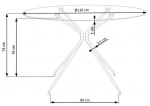 MASA LIVING RONDO, TRANSPARENT/AURIU, 110 CM, BLAT DIN STICLA SI PICIOARE DIN METAL, STIL MODERN, HALMAR - Img 5