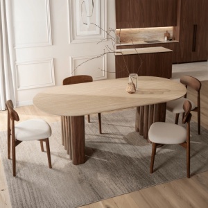 MASA OVALA 200CM, ARTIM MEBLE, REALIZATA DIN MDF, CULOARE TRAVERTIN/NUC, STIL MODERN - Img 4