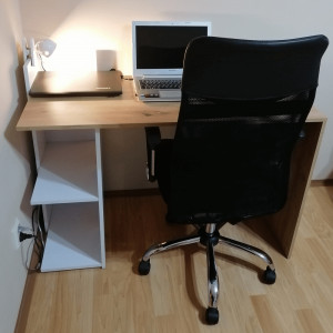 Masă PC, stejar artisan/alb mat, ANDREO, 0000269189 - Img 2