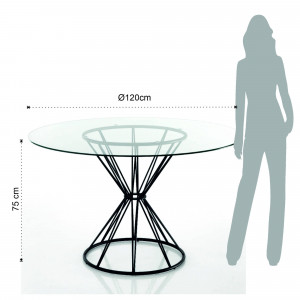 MASA ROTUNDA ELEGANTA 120CM, BELLAMY, COD 4281, STIL MODERN, REALIZATA DIN METAL SI STICLA - Img 4