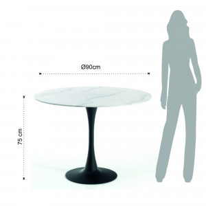 MASA ROTUNDA ELEGANTA 90CM, TOKIO, COD 3950, STIL MODERN, REALIZATA DIN LEMN MASIV SI STICLA - Img 5