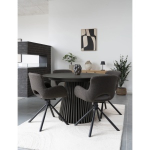 MASA ROTUNDA OSAKA ø140x75 cm, REALIZATA DIN FURNIR SI MDF, CULOARE NEGRU, HOUSE NORDIC - Img 2