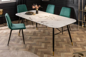 MASA STIL MODERN 140CM , PARIS, COD 41881, BLAT STICLA SI METAL - Img 1