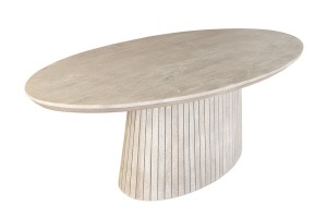 MASA SUFRAGERIE OVALA ART DECO 220CM, REALIZATA DIN LEMN DE MANGO, CULOARE GRI FUMURIU, INVICTA INTERIOR