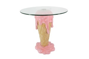MASUTA DE CAFEA 50CM, ICE CREAM, REALIZAT DIN POLIRASINA SI STICLA, CULOARE ROZ/BEJ, REALIZAT MANUAL, ARTIM GROUP SELECTION - Img 3
