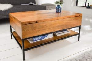 MASUTA DE CAFEA 80CM, FACTORY, DIN LEMN MASIV MANGO, COD 40300, ASPECT INDUSTRIAL - Img 1