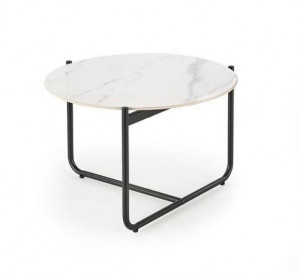 MASUTA DE CAFEA ACUNA, EFECT DE MARMURA ALBA/NEGRU, DIN MARMURA SI METAL, STIL MODERN