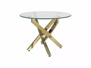 MASUTA DE CAFEA AGIS A, 60 CM, TRANSPARENT/AURIU, BLAT DIN STICLA SECURIZATA SI CADRU DIN METAL, STIL MODERN