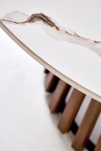 MASUTA DE CAFEA CARINA, 80 CM, EFECT DE MARMURA BEJ/NUC, DIN MDF SINTERIZAT/FURNIRUIT, STIL MODERN - Img 7