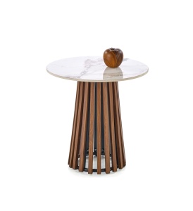 MASUTA DE CAFEA CARINA S, 50 CM, EFECT DE MARMURA BEJ/NUC, DIN MDF SINTERIZAT/FURNIRUIT, STIL MODERN