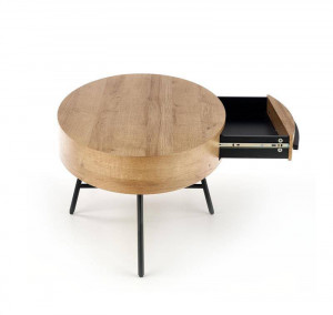 MASUTA DE CAFEA CAROLINA, CU SPATIU DE DEPOZITARE, STEJAR/NEGRU, DIN MDF FURNIRUIT SI METAL, STIL MODERN - Img 2