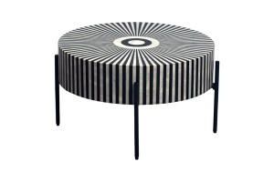 MASUTA DE CAFEA CU INCRUSTATII DE OS, HARMONY NATURE 65CM, CULOARE ALB/NEGRU, MODEL DEOSEBIT - Img 6