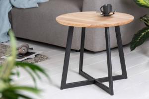 MASUTA DE CAFEA DIN METAL SI LEMN MASIV, VANCOUVER 50CM, COD 41578, STIL INDUSTRIAL - Img 2