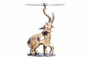 MASUTA DE CAFEA, ELEPHANT 75CM, METAL, STICLA SI MARMURA, REALIZATA MANUAL - Img 2