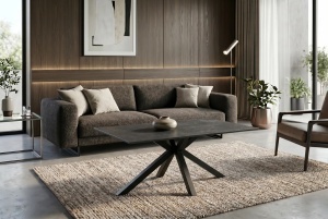 MASUTA DE CAFEA GALAXIE 100CM, DIN METAL SI CERAMICA, CULOARE GRI/NEGRU, INVICTA INTERIOR - Img 2