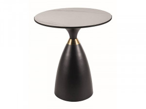 MASUTA DE CAFEA GEMINI, 50 CM, EFECT DE MARMURA ALBA/NEGRU/AURIU, BLAT DIN CERAMICA SI CADRU DIN METAL, STIL MODERN - Img 1