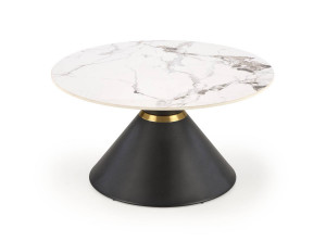 MASUTA DE CAFEA GORETTI, EFECT DE MARMURA ALBA/NEGRU/AURIU, DIN MARMURA SI METAL, STIL MODERN