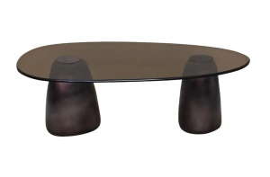 MASUTA DE CAFEA HAYDEN, 214051, CONFECTIONATA DIN ALUMINIU SI STICLA SECURIZATA, BRONZ, STIL MODERN