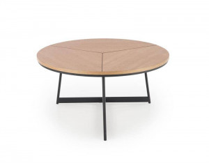 MASUTA DE CAFEA KARIDA, STEJAR/NEGRU, DIN MDF, FURNIR NATURAL SI METAL, STIL MODERN - Img 4