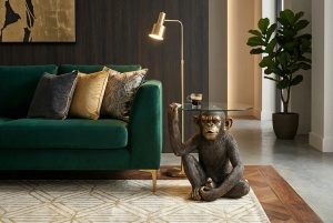 MASUTA DE CAFEA, KING APE 65CM, DIN POLIRASINA SI STICLA, CULOARE NEAGRA, REALIZATA MANUAL, ARTIM GROUP SELECTION