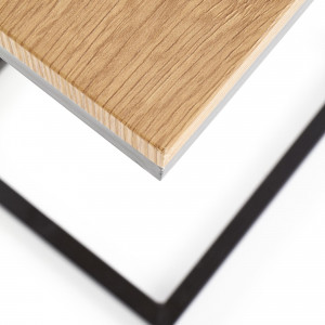 MASUTA DE CAFEA NISA, STEJAR/NEGRU, DIN MDF FURNIRUIT SI METAL, STIL MODERN, HALMAR - Img 4