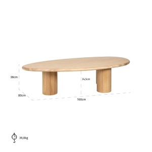 MASUTA DE CAFEA OAKLEY, 212357, CONFECTIONATA DIN LEMN DE STEJAR, FURNIR DE STEJAR SI PAL, STIL MODERN - Img 5