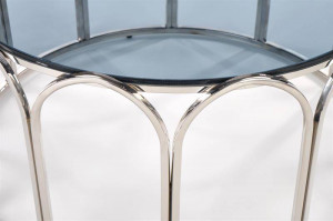 MASUTA DE CAFEA OLIVIA, TRANSPARENT/CROM, DIN STICLA SI METAL, STIL MODERN, HALMAR - Img 5