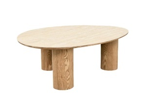 MASUTA DE CAFEA ORGANIC 110CM, REALIZATA DIN MDF SI CERAMICA, CULOARE BEJ/NATUR, INVICTA INTERIOR