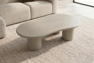 MASUTA DE CAFEA ORGANIC 130CM, REALIZATA DIN MDF, CULOARE BEJ/GRI, INVICTA INTERIOR - Img 3