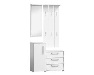Mobilier hol P-002, alb mat, din lemn laminat si oglinda, stil modern, SIGNAL