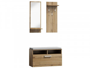 Mobilier hol P-003 stejar Wotan, din PAL laminat si oglinda, stil modern, SIGNAL