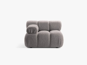 MODUL CANAPEA BELLIS, PE STANGA, GRI DESCHIS, CU TAPITERIE DIN TEXTIL BOUCLE ROLF, MICADONI