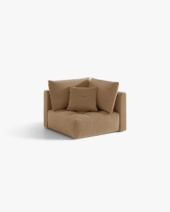 MODUL CANAPEA BLOOM, BEJ MIGDALA, 105X97 CM, CU TAPITERIE DIN TEXTIL CATIFEA CASINO, MICADONI - Img 2