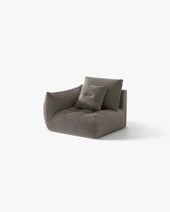 MODUL CANAPEA BLOOM, PE STANGA, GRI, 116X97 CM, CU TAPITERIE DIN TEXTIL CATIFEA CASINO, MICADONI - Img 2
