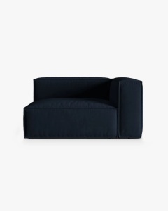 MODUL CANAPEA/COLTAR NURIA ALBASTRU INCHIS, PE DREAPTA, 145X110 CM, TAPITAT CU TAPITERIE DIN TEXTIL CATIFEA PARIS, MICADONI
