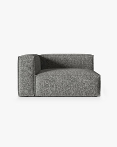 MODUL CANAPEA/COLTAR NURIA GRI GRAFIT, PE STANGA, 145X110 CM, TAPITAT CU TAPITERIE DIN TEXTIL BOUCLE MONET, MICADONI