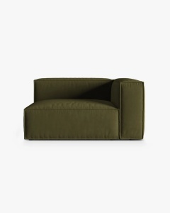 MODUL CANAPEA/COLTAR NURIA MELANJ VERDE MUSCHI, PE DREAPTA, 145X110 CM, TAPITAT CU TAPITERIE DIN TEXTIL CATIFEA PARIS, MICADONI