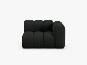 MODUL CANAPEA LUPIN, 114 CM, PE DREAPTA, NEGRU, CU TAPITERIE DIN TEXTIL BOUCLE BALOO, MICADONI