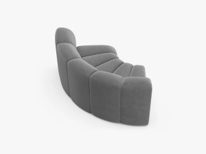 MODUL CANAPEA LUPIN, 185 CM, GRI DESCHIS, CU TAPITERIE DIN TEXTIL CATIFEA VENUS, MICADONI - Img 3